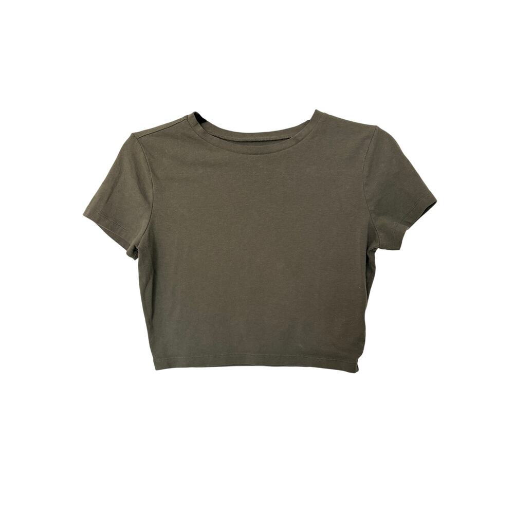 Wild Fable Olive Green Crop Top Size Small Fitted Basic Minimalist